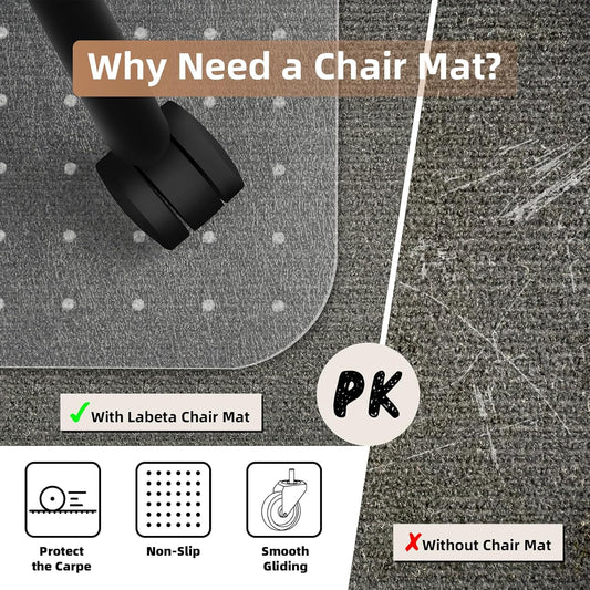 Office Chair Mat for Carpet Floor – 48" x 60", Heavy Duty Slip-Resistant Protector