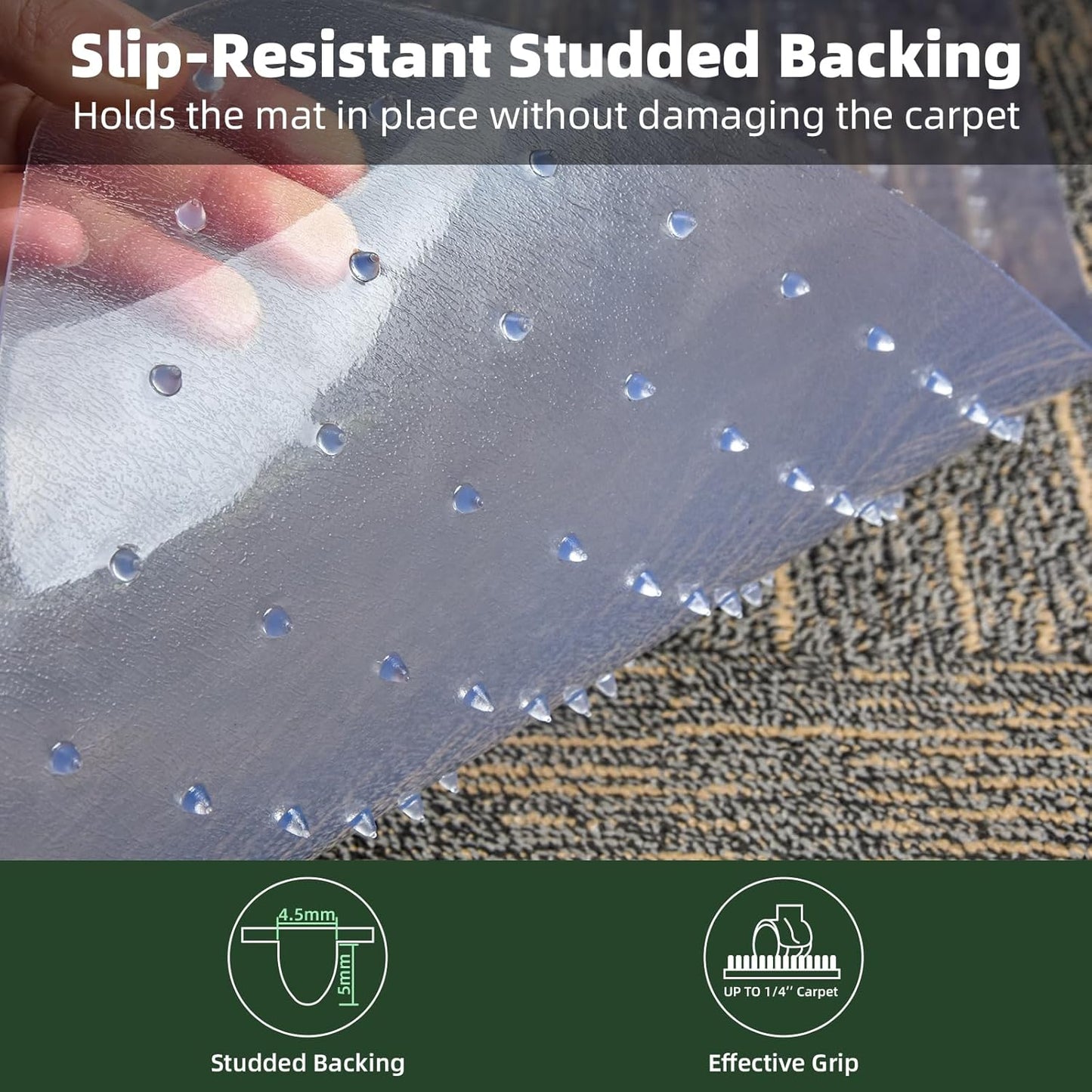Office Chair Mat for Carpet Floor – 48" x 60", Heavy Duty Slip-Resistant Protector