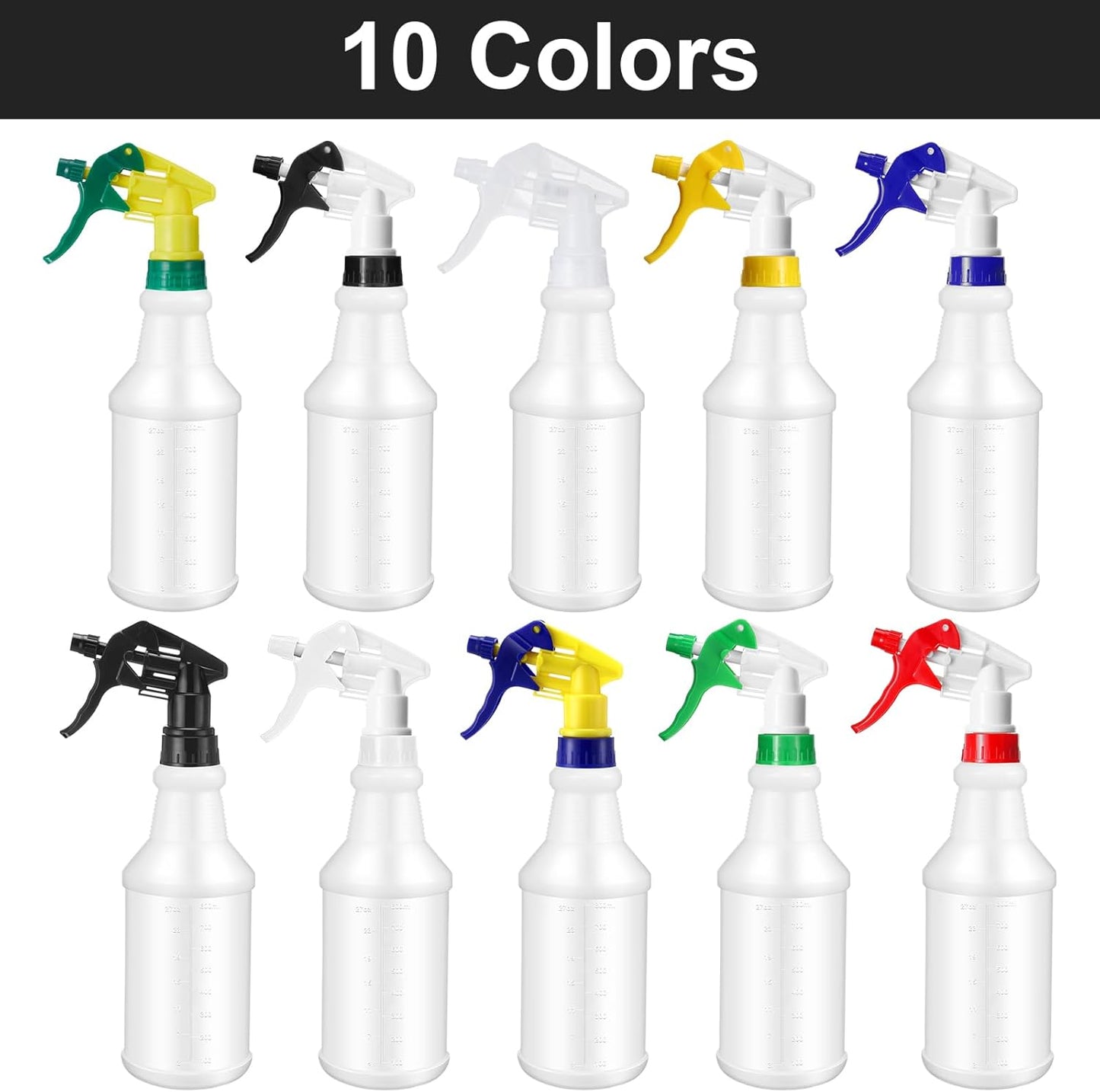 Reusable Spray Bottles for Cleaning, Gardening, Car Care – 20 Pack 16oz with Labels & Funnels