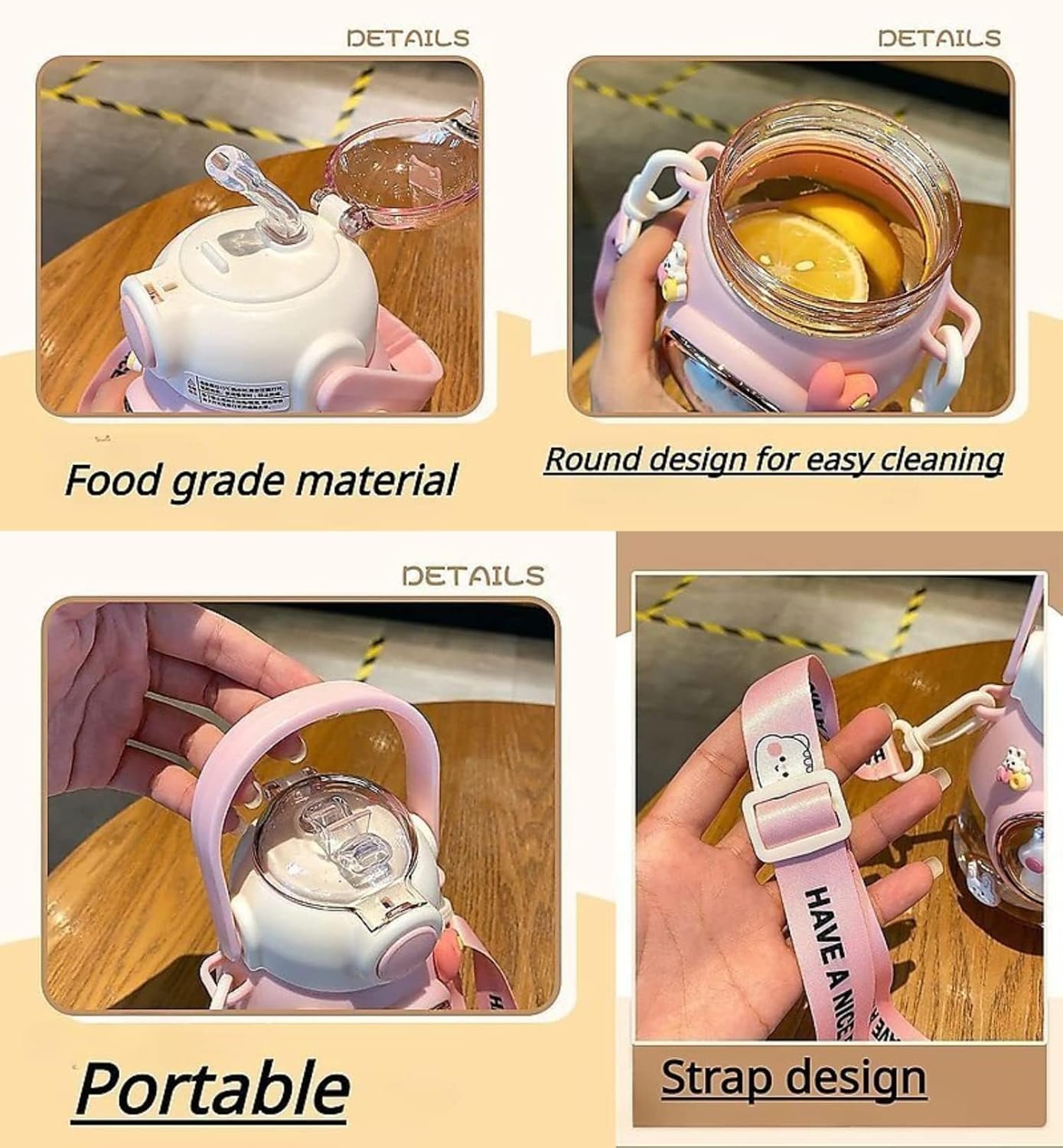 Kawaii Cartoon Water Bottle – 820ml