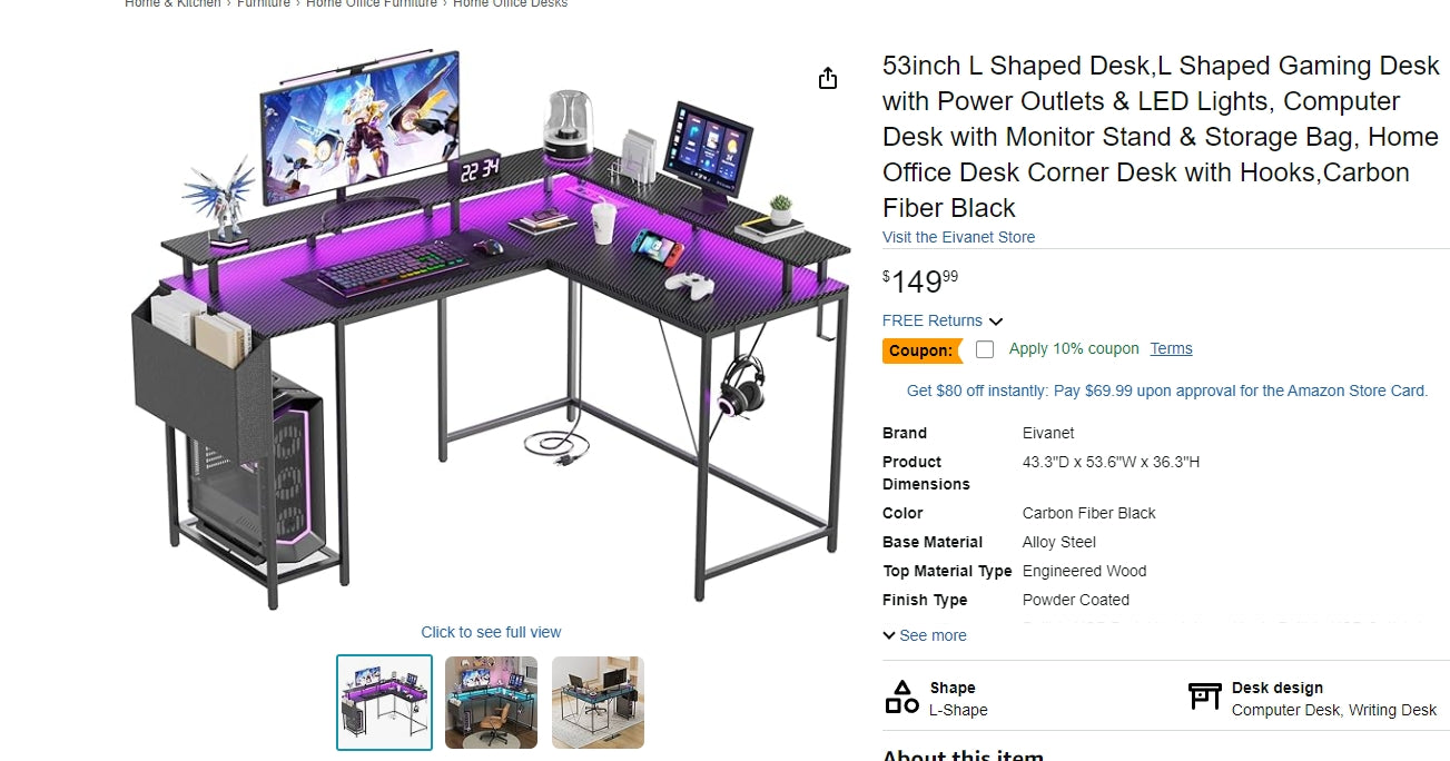 53inch L Shaped Desk