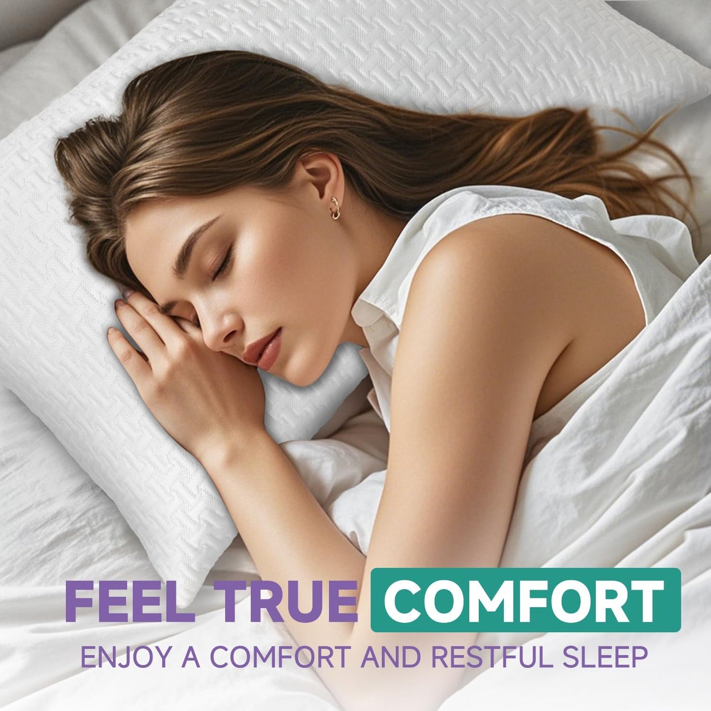 Adjustable Cooling Shredded Memory Foam Pillows Queen Size Set of 2 – Bed Pillows for Side, Back, and Stomach Sleepers, Washable Cover, Supportive & Breathable