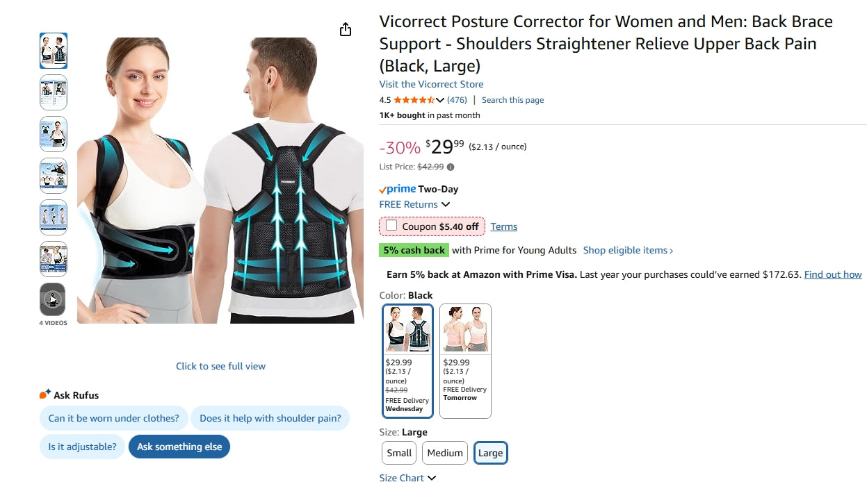 驼背矫正带Vicorrect Posture Corrector